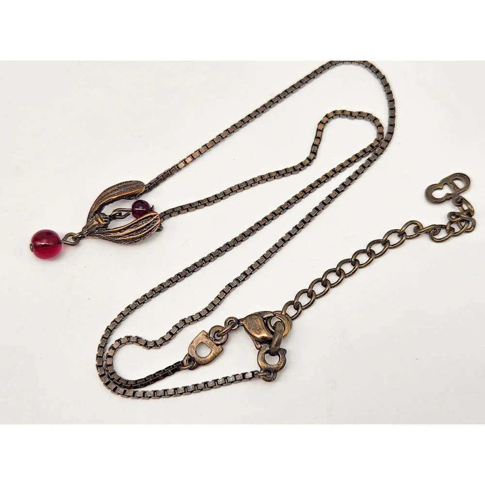 Christian Dior CD Logo Crystal Bronze Tone Pendant Necklace 17''L - Picture 1 of 9
